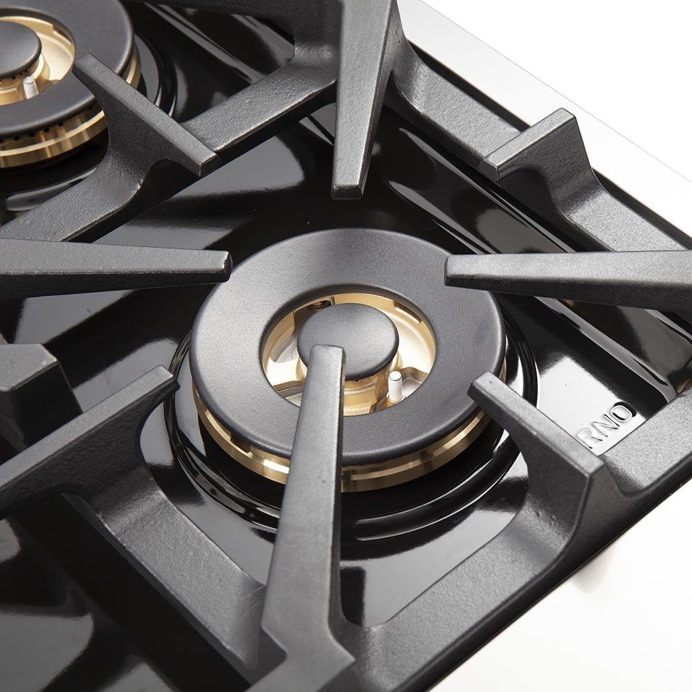 Forno 5-Piece Pro Appliance Package - 30-Inch Gas Range, 36-Inch Refrigerator Wall Mount Hood with Backsplash, 24-Inch Microwave Oven, & 3-Rack Dishwasher in Stainless Steel