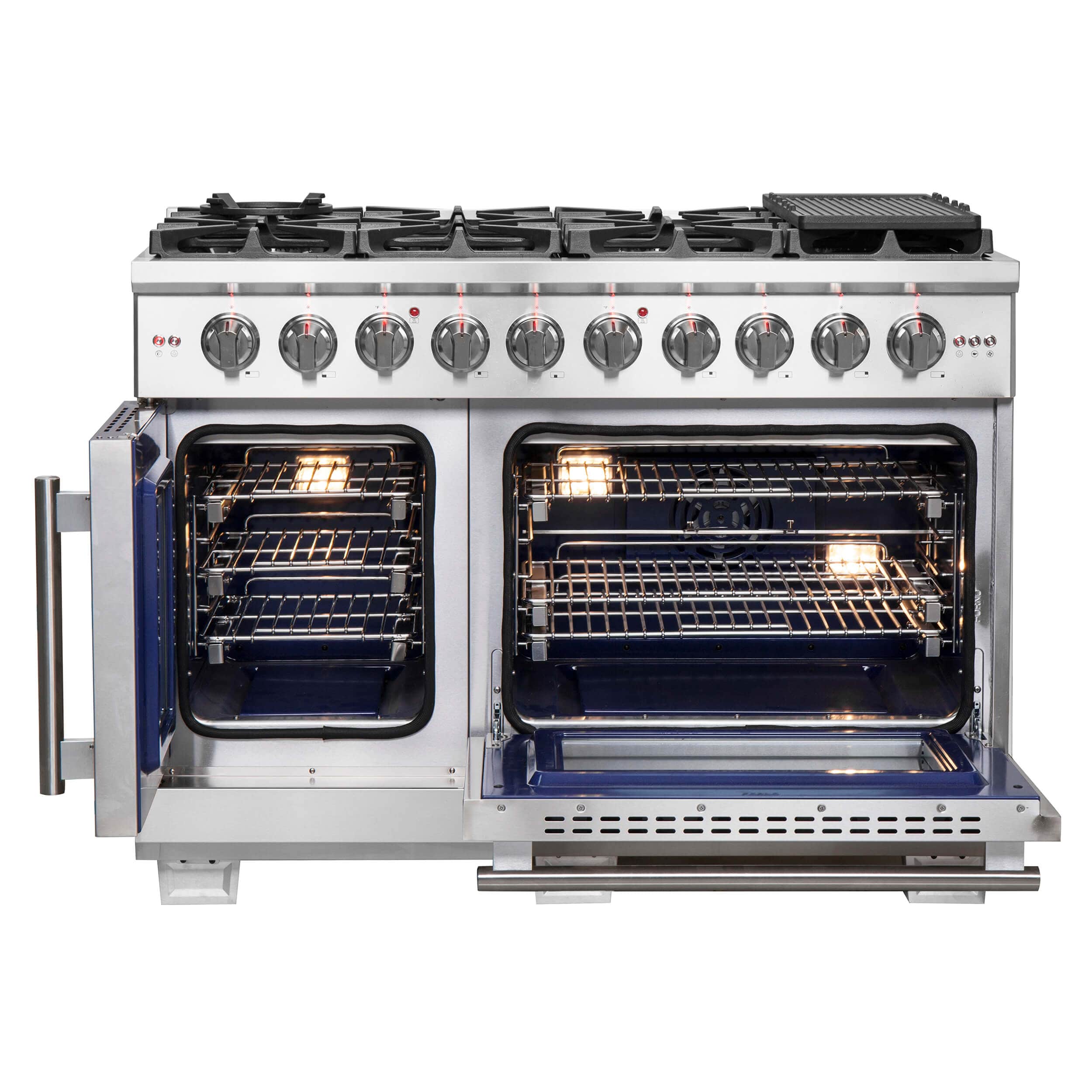 Forno 48-Inch Capriasca Gas Range with 8 Burners, 160,000 BTUs, & French Door Gas Oven in Stainless Steel (FFSGS6460-48)
