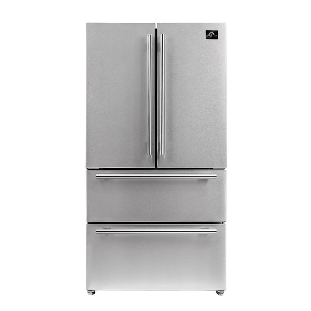 Forno 4-Piece Pro Appliance Package - 30-Inch Gas Range, Refrigerator, 24-Inch Microwave Oven, & 3-Rack Dishwasher in Stainless Steel