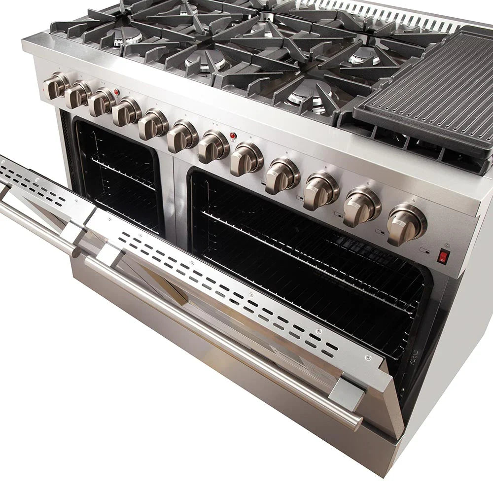 Forno 2-Piece Appliance Package - 48-Inch Dual Fuel Range and 60-Inch Built-In Refrigerator in Stainless Steel (FBDL-017-03CAUS)