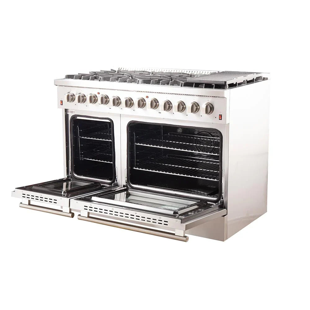 Forno 2-Piece Appliance Package - 48-Inch Dual Fuel Range and 60-Inch Built-In Refrigerator in Stainless Steel (FBDL-017-03CAUS)