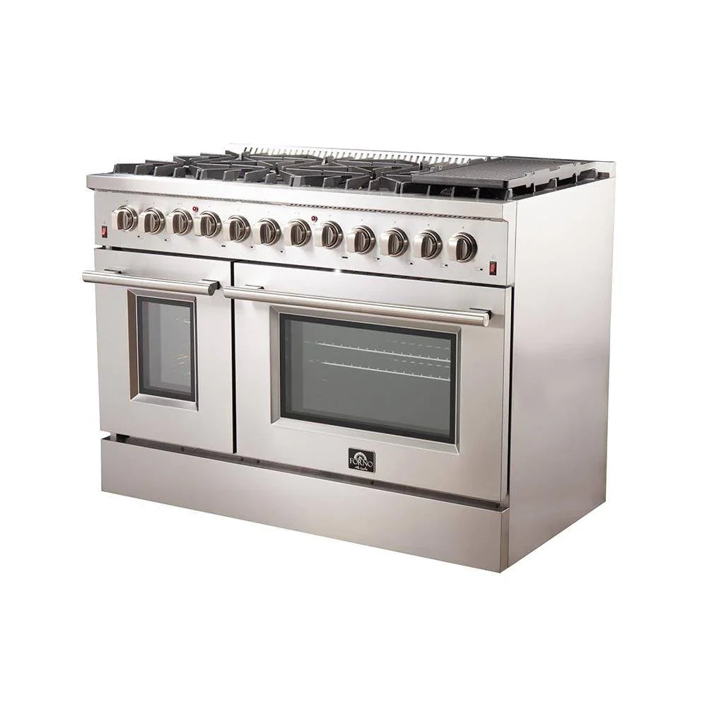 Forno 2-Piece Appliance Package - 48-Inch Dual Fuel Range and 60-Inch Built-In Refrigerator in Stainless Steel (FBDL-017-03CAUS)