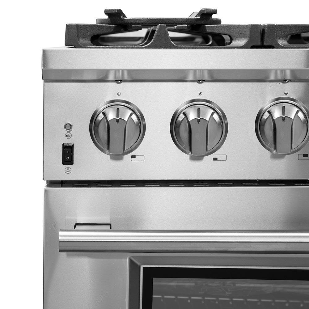 Forno 4-Piece Pro Appliance Package - 36-Inch Dual Fuel Range, 60-Inch Pro-Style Refrigerator, 24-Inch Microwave Drawer, & 3-Rack Dishwasher in Stainless Steel