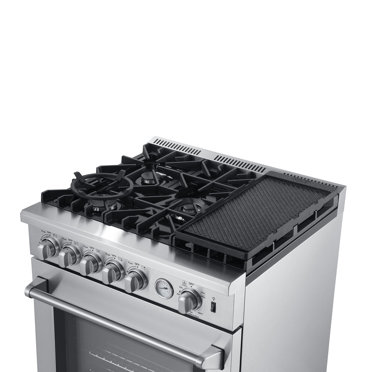 Forno 4-Piece Appliance Package - 30-Inch Gas Range with Air Fryer, Refrigerator, 24-Inch Microwave Oven, & 3-Rack Dishwasher in Stainless Steel