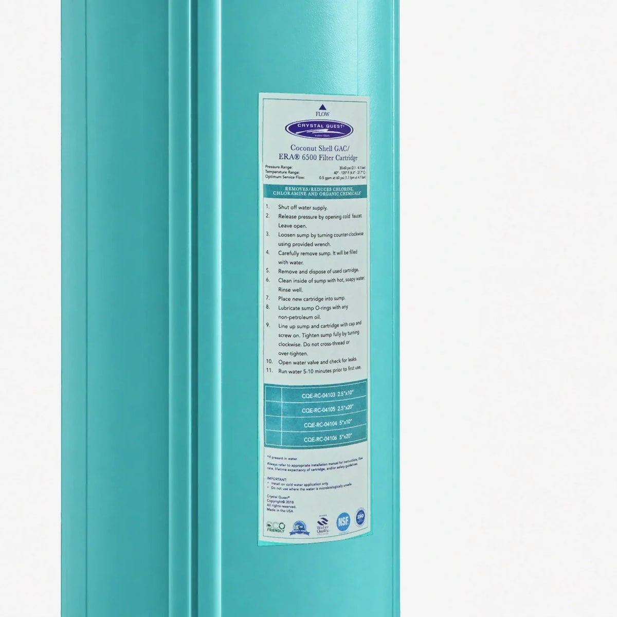 Crystal Quest GAC Filter Cartridge, Coconut Shell Granular Activated Carbon