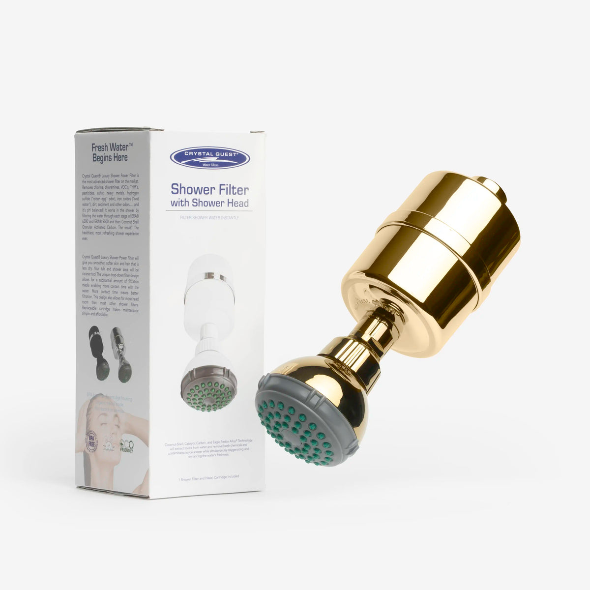 Crystal Quest Shower Filter, 2 GPM, With or Without Shower Head, White, Chrome, Black or Gold
