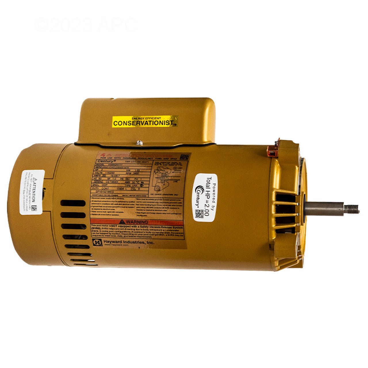 Hayward 2 HP Single Phase Threaded Shaft 115/230V Motor for Max-Flo/Super Pumps, SPX1615Z1M