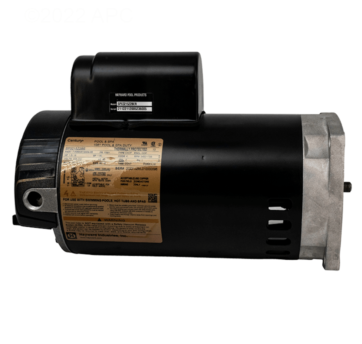 Hayward SPX3215Z2BER 1.5 HP Square Flange 2 Speed Pump Motor TriStar