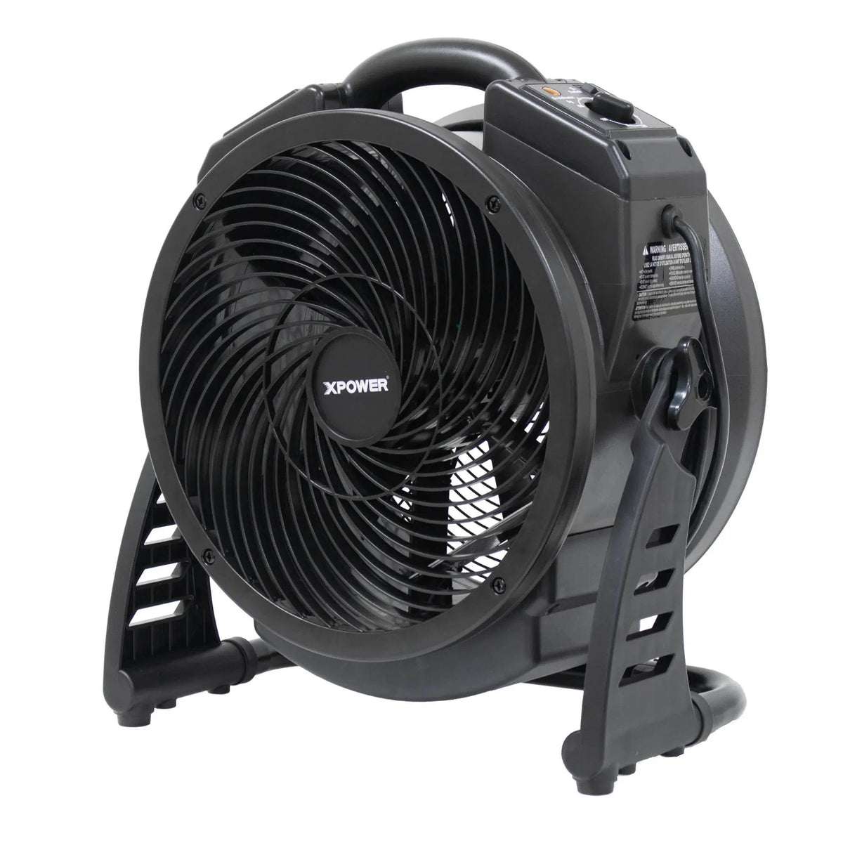 XPOWER cordless axial air mover with ozone generator M-25B - right angle view