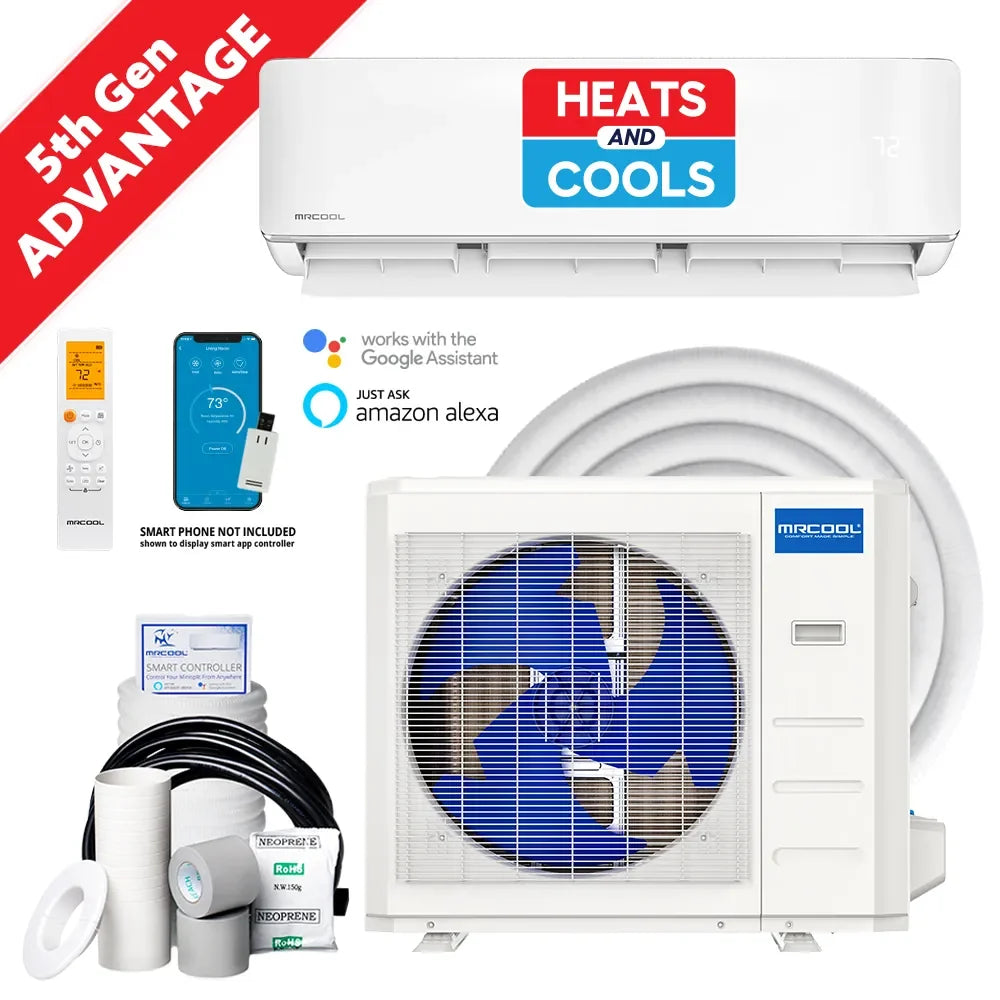 MRCOOL Advantage 5th Gen 9,000 BTU Single Zone Mini Split Complete System with 16 Ft. Line Set, 230V, Wall Mounted (A-09-HP-230D-O)