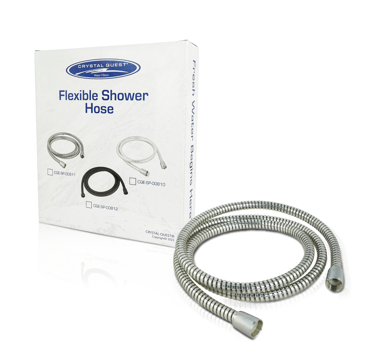 Crystal Quest Metal Shower Hose, Universal 70 in, 1/2" Connection