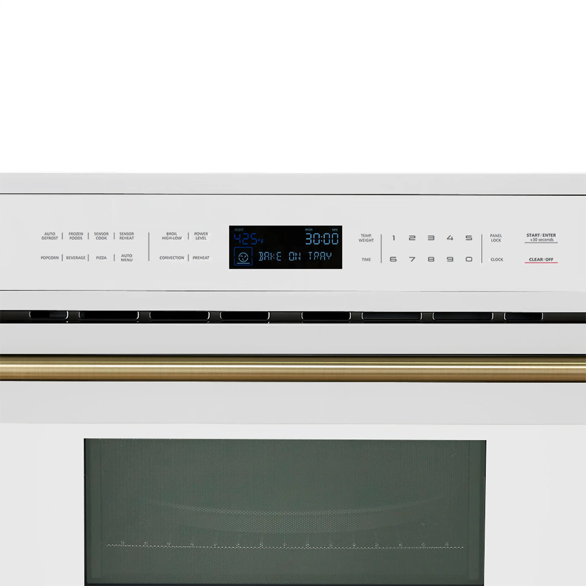 Forno Oliena Espresso 30-Inch 1.6 Cu.ft Microwave Oven in White with Antique Brass Handle (FMWDR3093-30WHT)