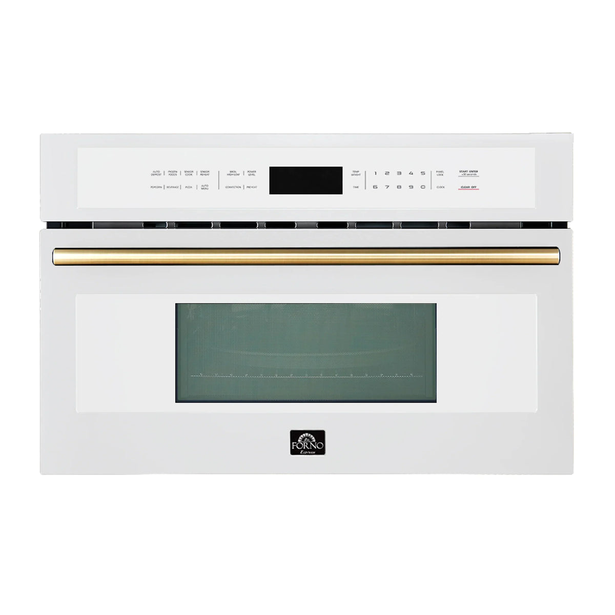 Forno 2-Piece Appliance Package - 30-Inch Vomero Wall Oven & 30-Inch Microwave Oven in White with Antique Brass Trim