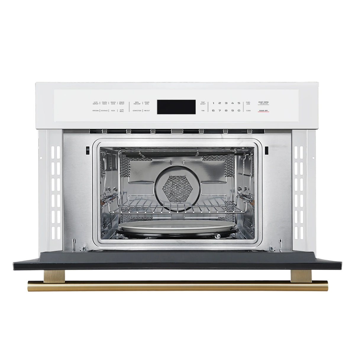 Forno Oliena Espresso 30-Inch 1.6 Cu.ft Microwave Oven in White with Antique Brass Handle (FMWDR3093-30WHT)
