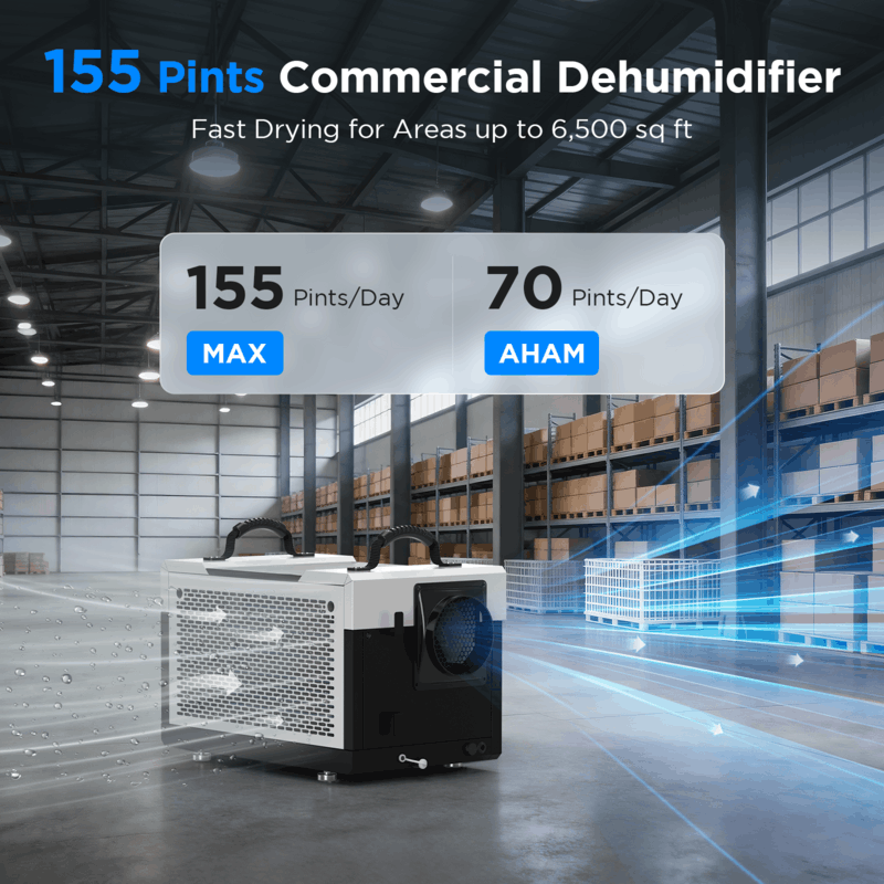 Moiswell Aegis commercial crawl space dehumidifier H150 - 155-pint capacity