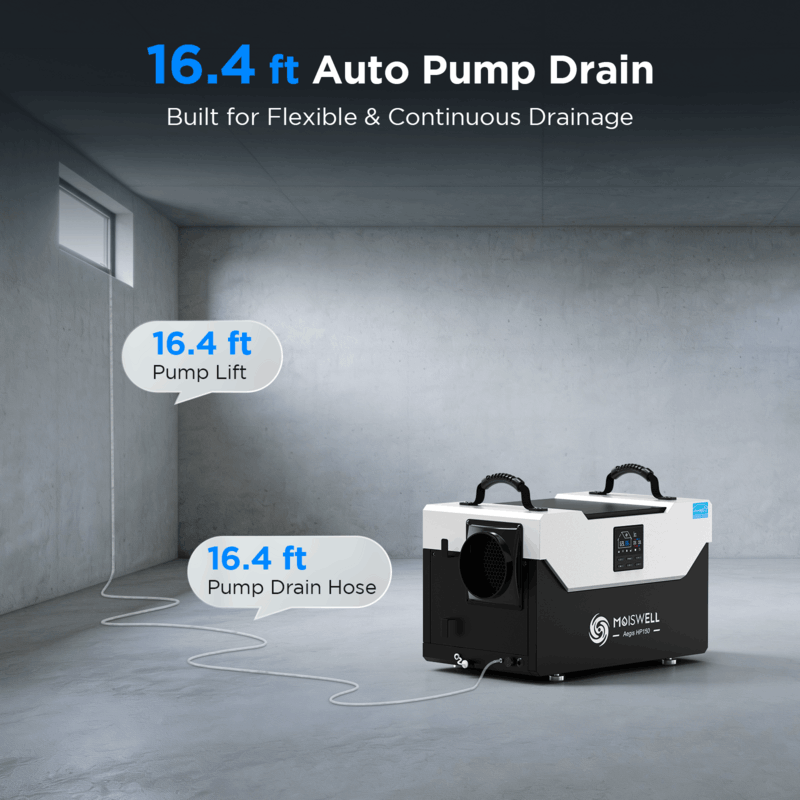 Moiswell Aegis crawl space dehumidifier HP150 - built-in pump drainage