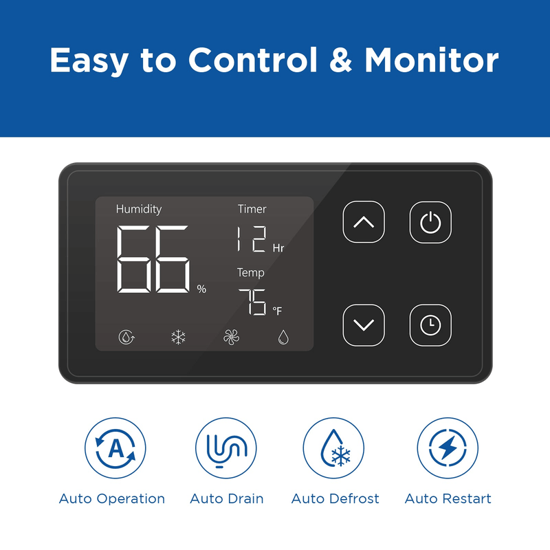 Moiswell Defender commercial crawl space dehumidifier M70 - control panel
