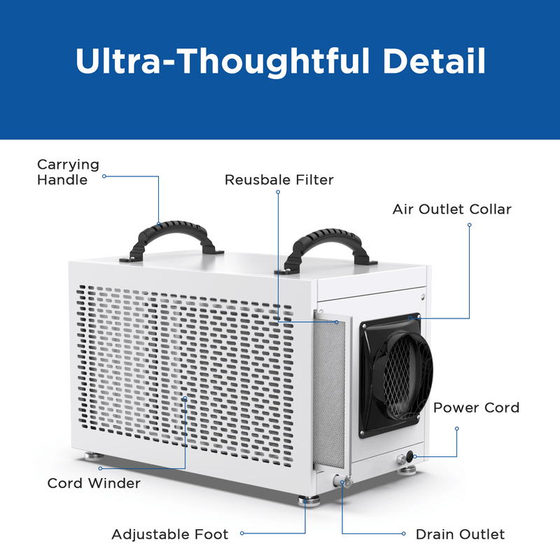 Moiswell Defender commercial crawl space dehumidifier M70 - product details