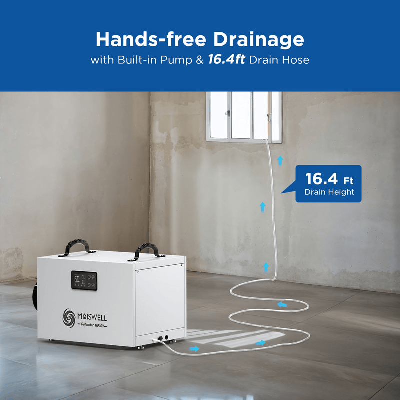 Moiswell Defender crawl space dehumidifier MP100 - built-in pump drainage