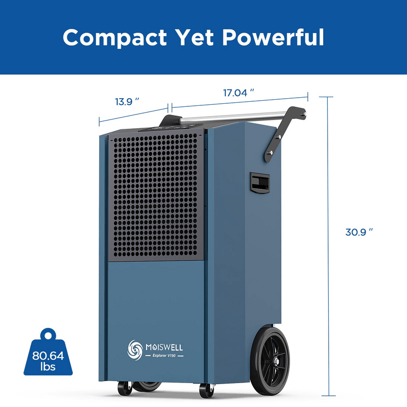 Moiswell Explorer commercial dehumidifier V190 - product dimensions
