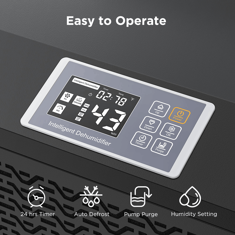 Moiswell Explorer commercial dehumidifier VP170 - control panel