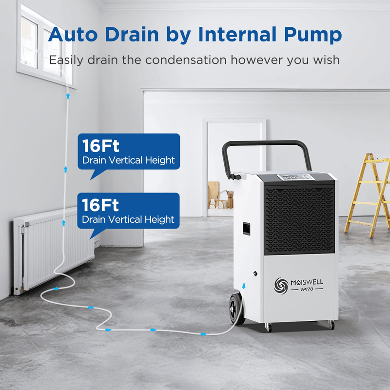 Moiswell Explorer commercial dehumidifier VP170 - internal pump drainage