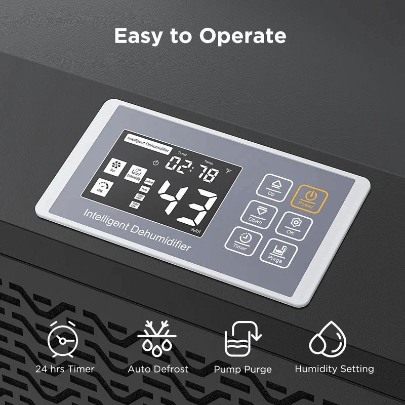 Moiswell Explorer commercial dehumidifier VP240 - digital control panel