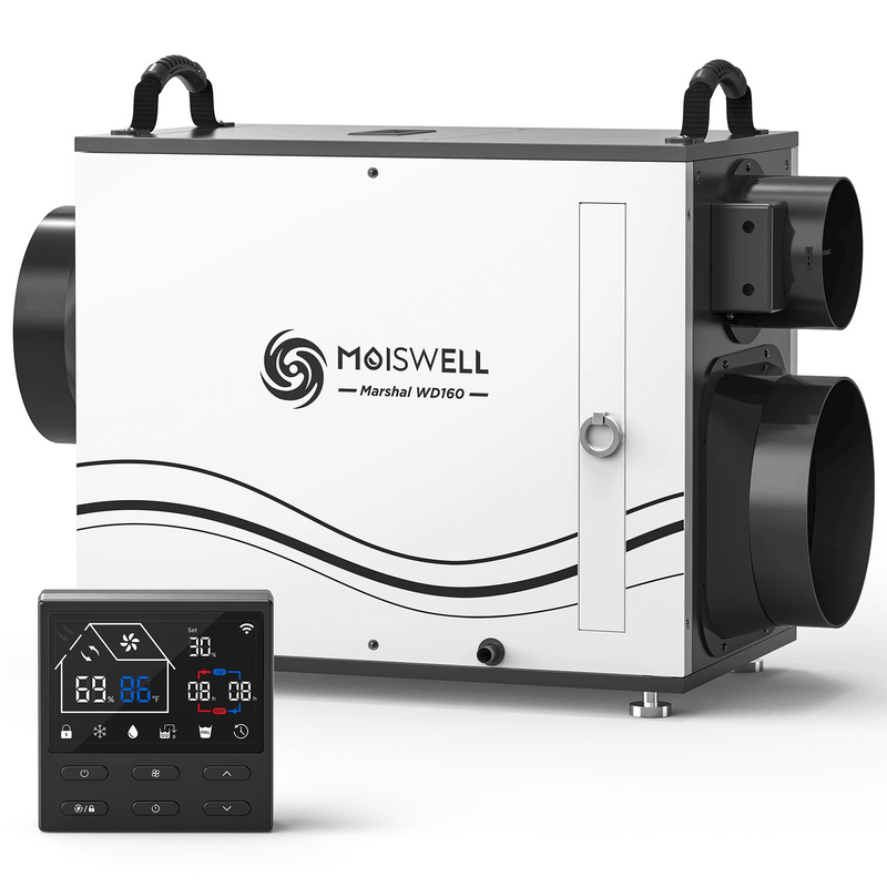 Moiswell Marshal whole-home dehumidifier WD160 - product with remote control