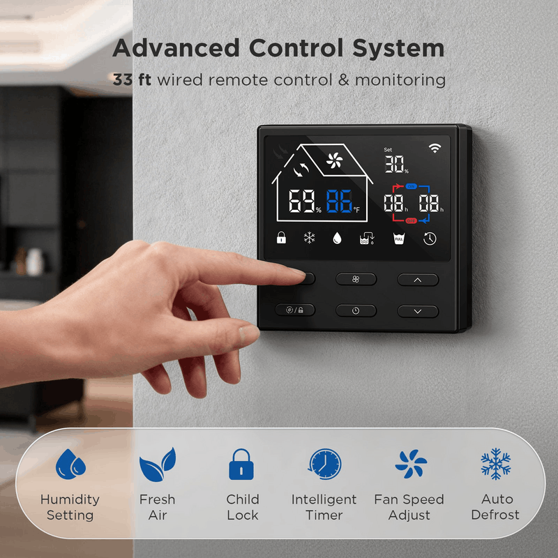Moiswell Marshal whole-home dehumidifier WD160 - wall-mounted remote control
