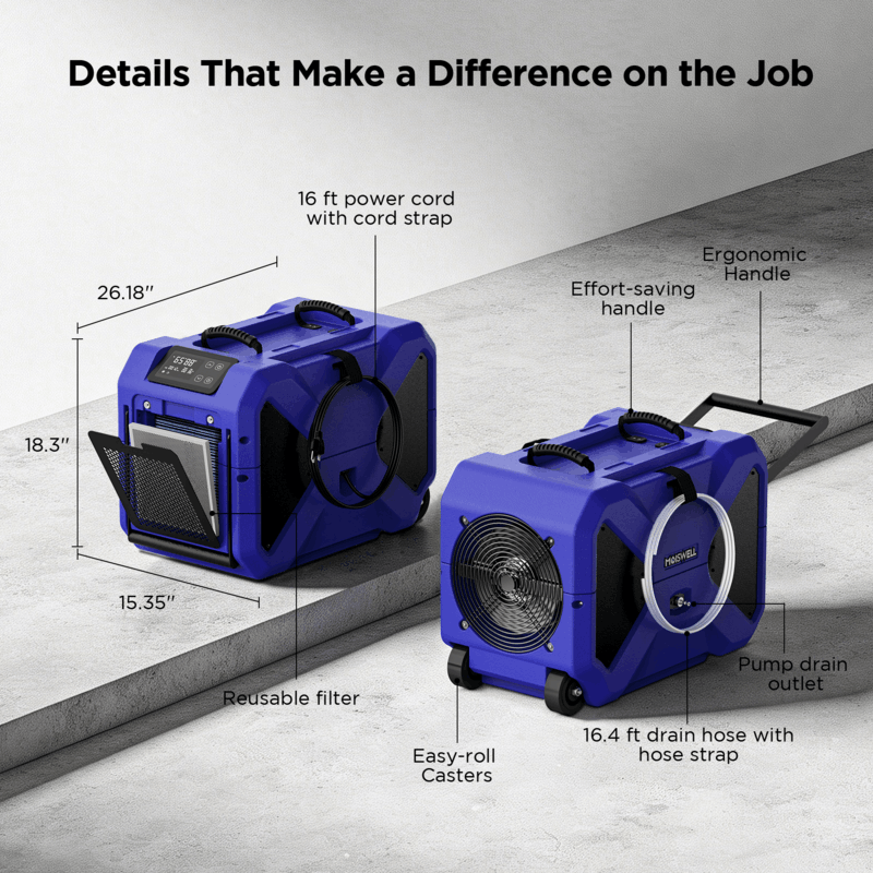 Moiswell Master LGR dehumidifier RD200 - component details