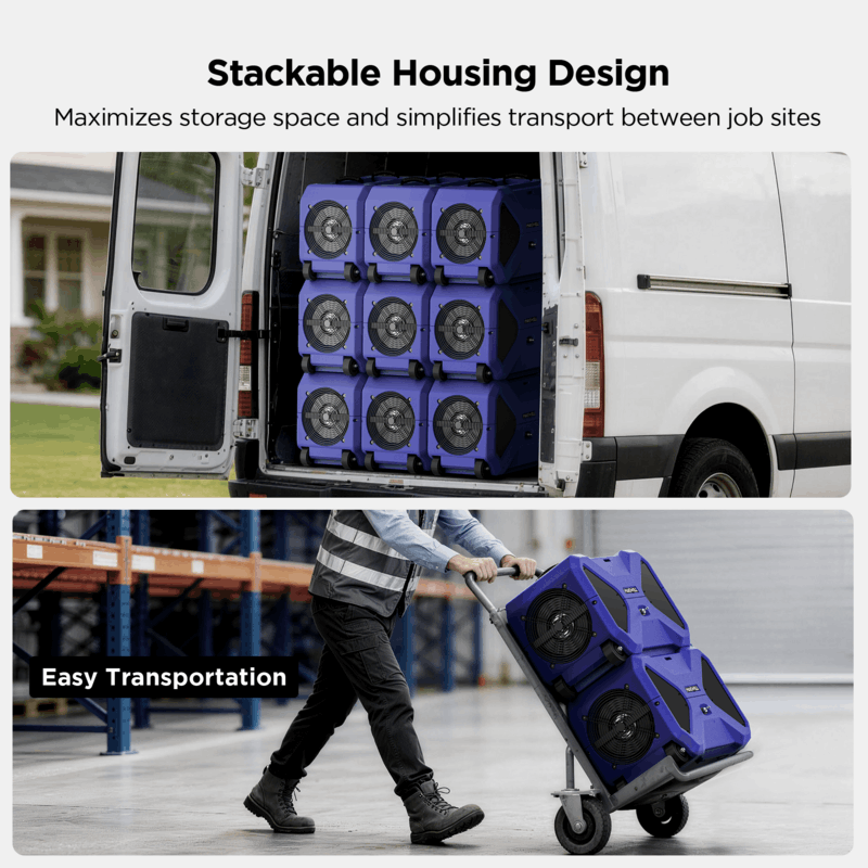 Moiswell Master LGR dehumidifier RD200 - stackable jobsite design