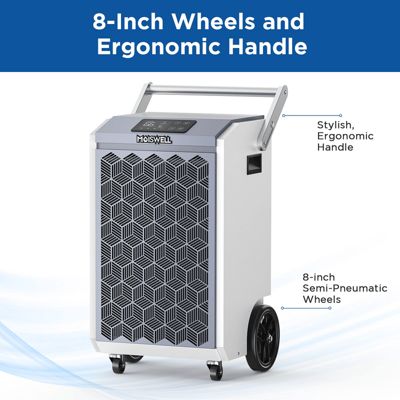 Moiswell Pioneer commercial dehumidifier Pioneer-XII - 8-inch wheels and handle