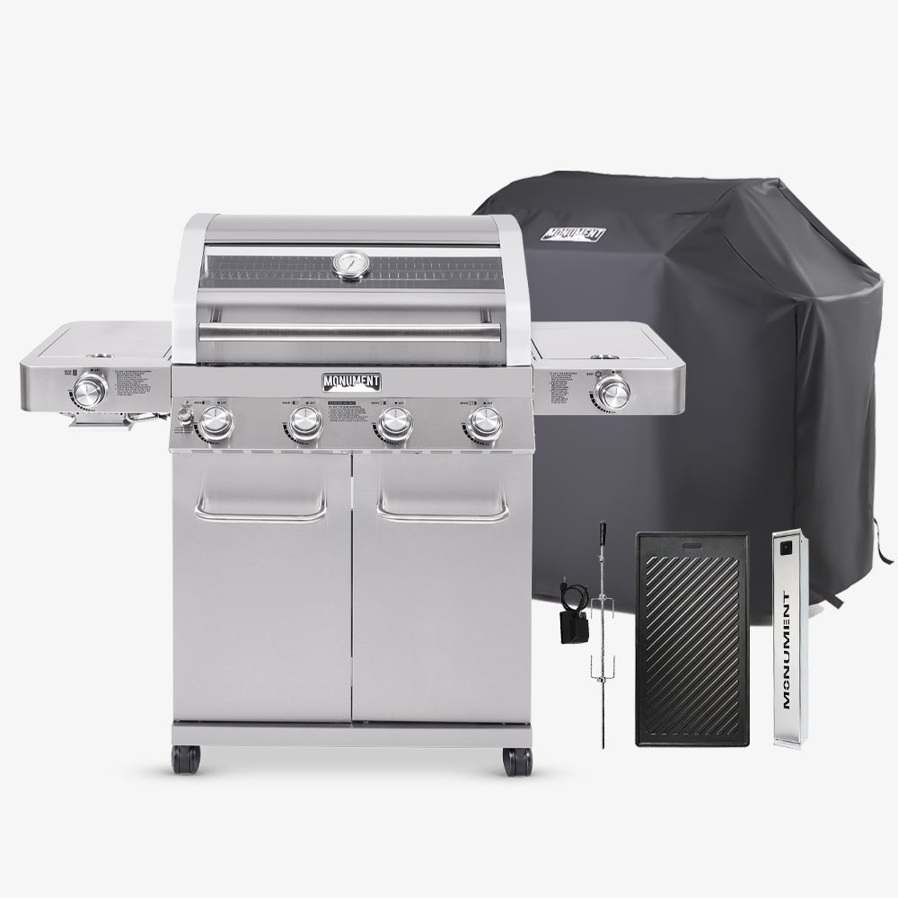 Monument Grills Classic 35633 stainless steel gas grill with Pro Kit accessories