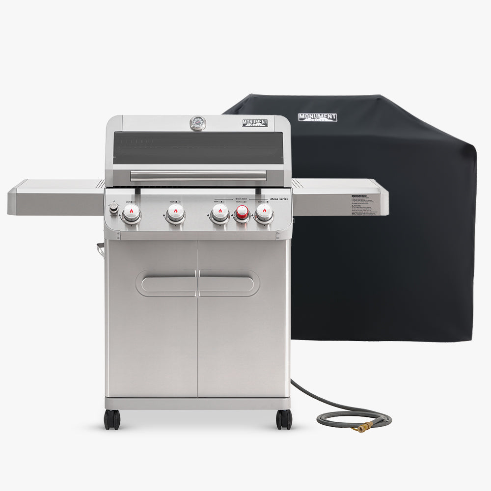 Monument Grills Mesa 415BZNG natural gas grill shown with cover