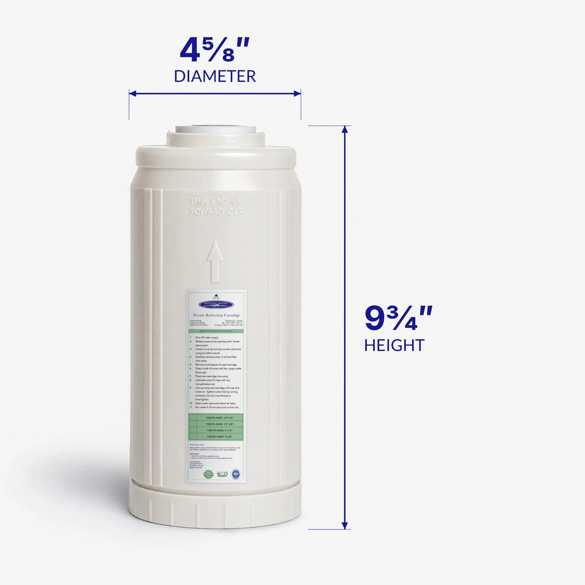 Crystal Quest Nitrate Removal Replacement Filter Cartridge, Nitrate-Selective Resin, 0.5 to 6 GPM