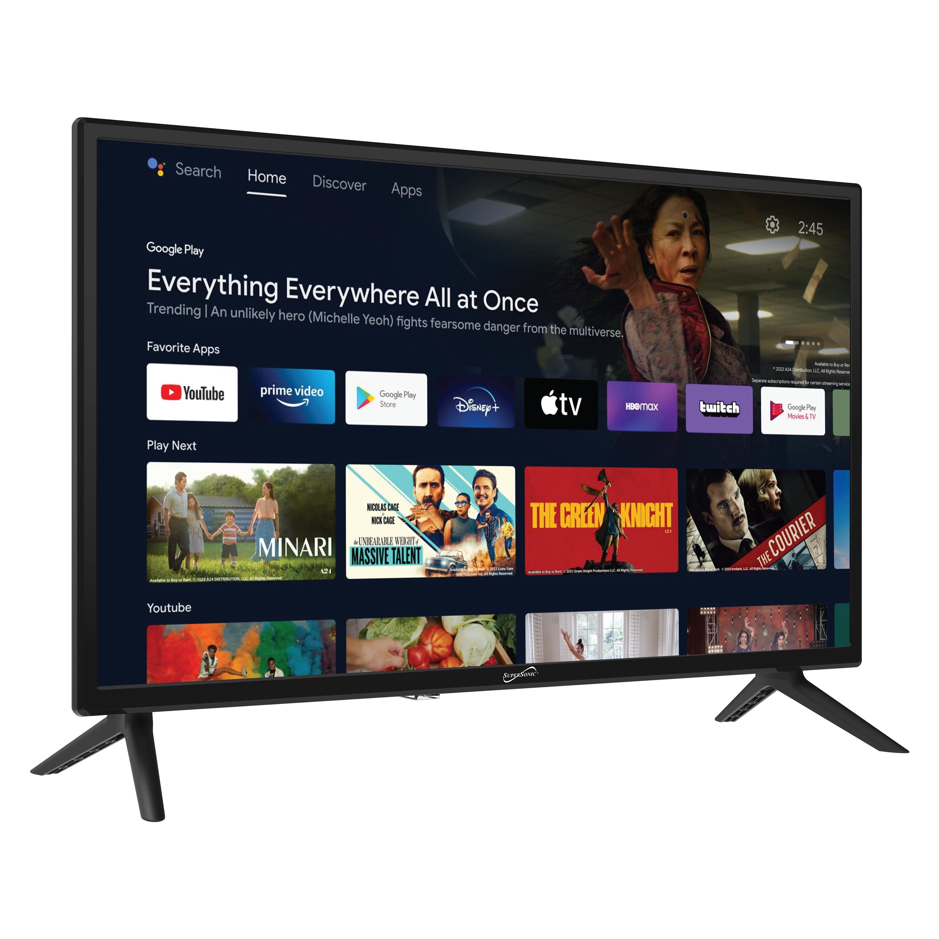 Supersonic SC-2450GTV 24" DLED Smart HDTV with Google Assistant, 1080p, ATSC & NTSC, HDMI USB