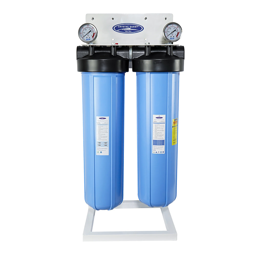 Crystal Quest Big Blue 2-Stage Whole House Water Filter, 20 Inch Housings, 1 Inch Connections