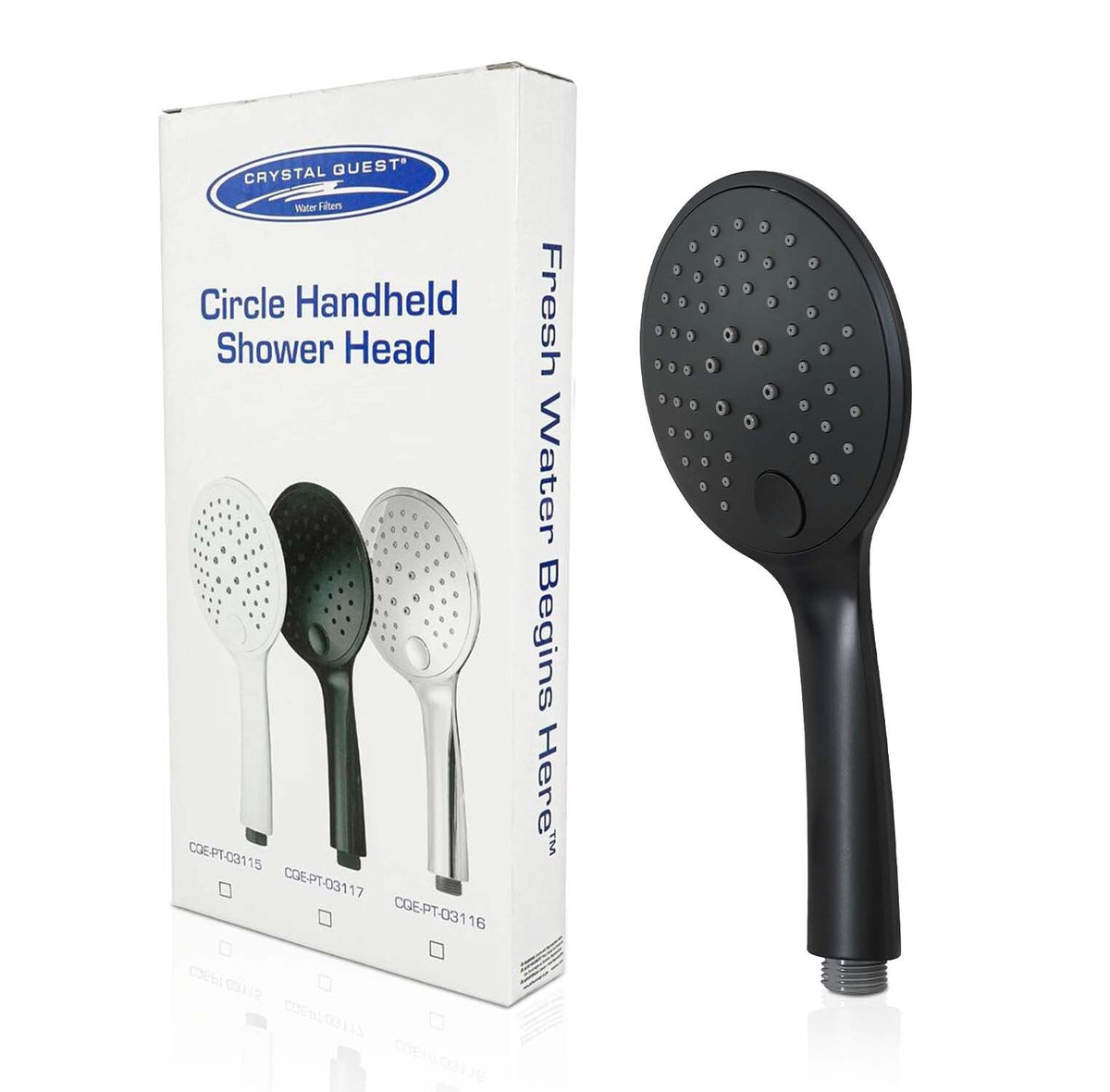 Crystal Quest Handheld Showerhead Wand, 2 Spray Functions