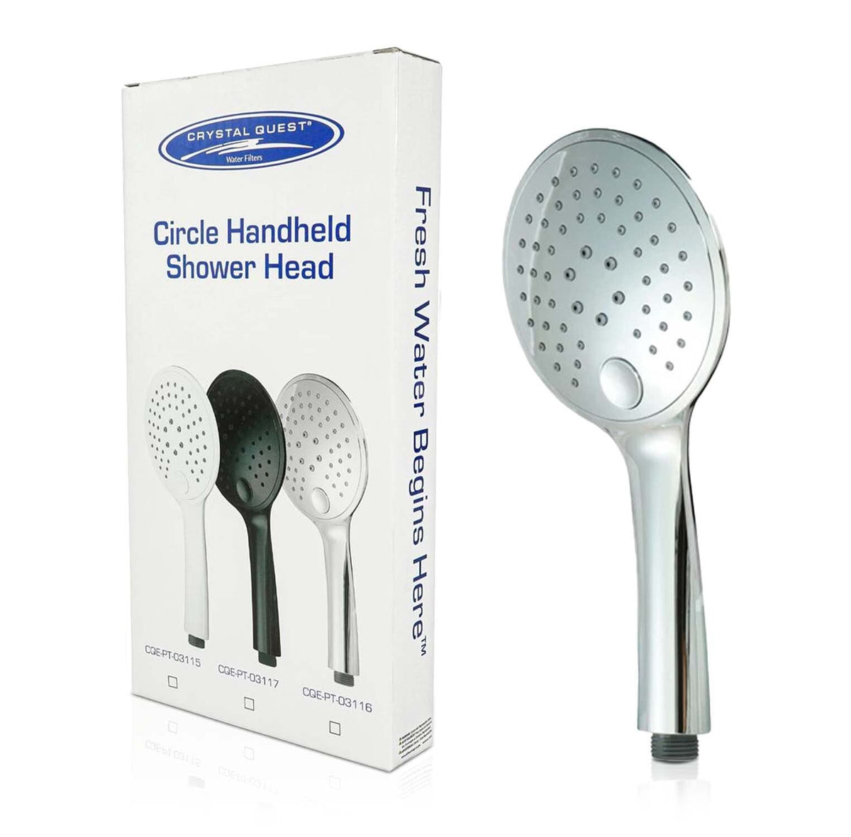 Crystal Quest Handheld Showerhead Wand, 2 Spray Functions