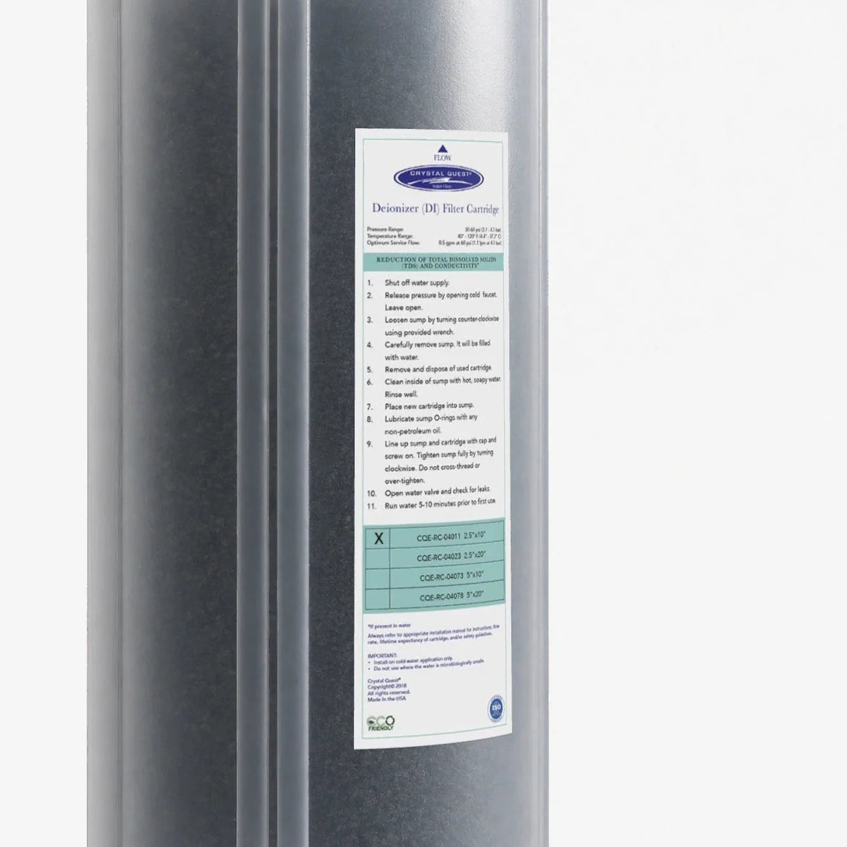 Crystal Quest Ultra High Purity Mixed Bed DI Resin Cartridge