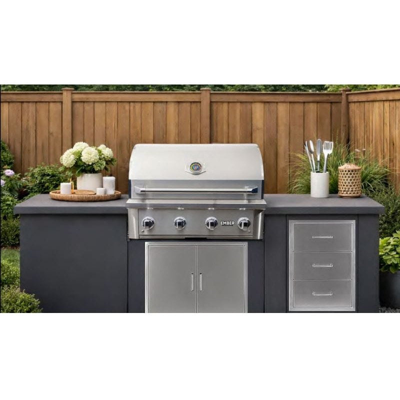 Wildfire Ember 32-Inch 3 Burner 304 Stainless Steel Gas Grill with Briquette System & Infrared Sear Burner
