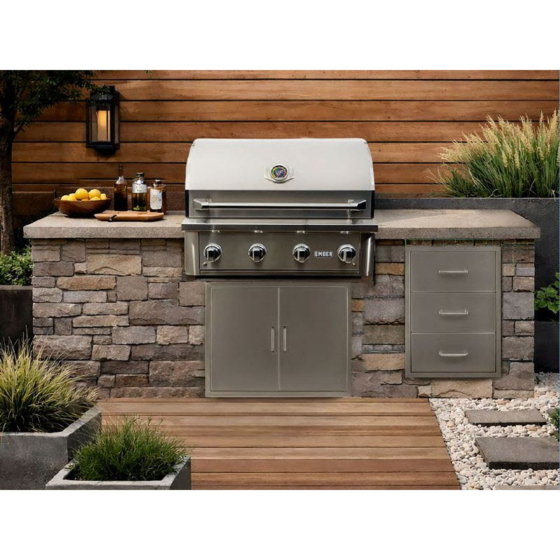 Wildfire Ember 32-Inch 3 Burner 304 Stainless Steel Gas Grill with Briquette System & Infrared Sear Burner