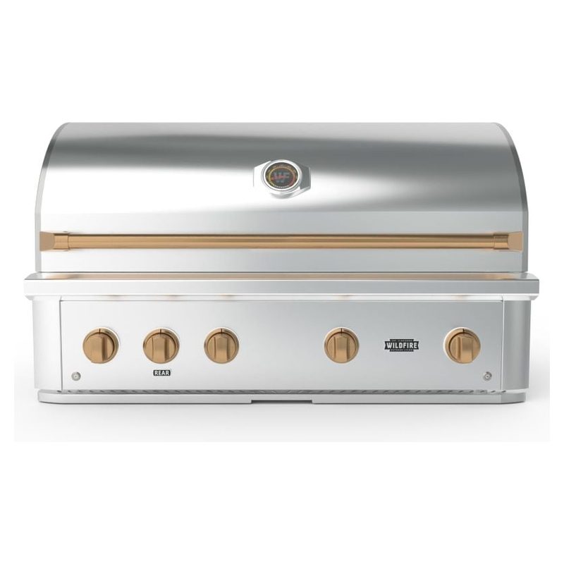 Wildfire Ranch Pro 42 Inch 304 Stainless Steel Built In Gas Grill - Brushed Bronze Accents