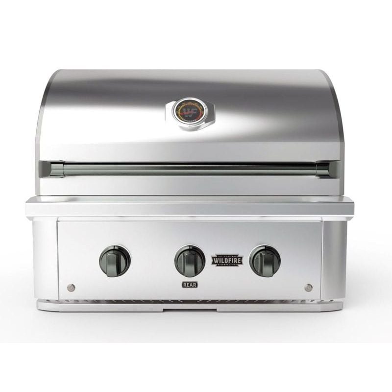 Wildfire Ranch Pro 30 Inch 304 Stainless Steel Built In Gas Grill - Chrome Black Accents