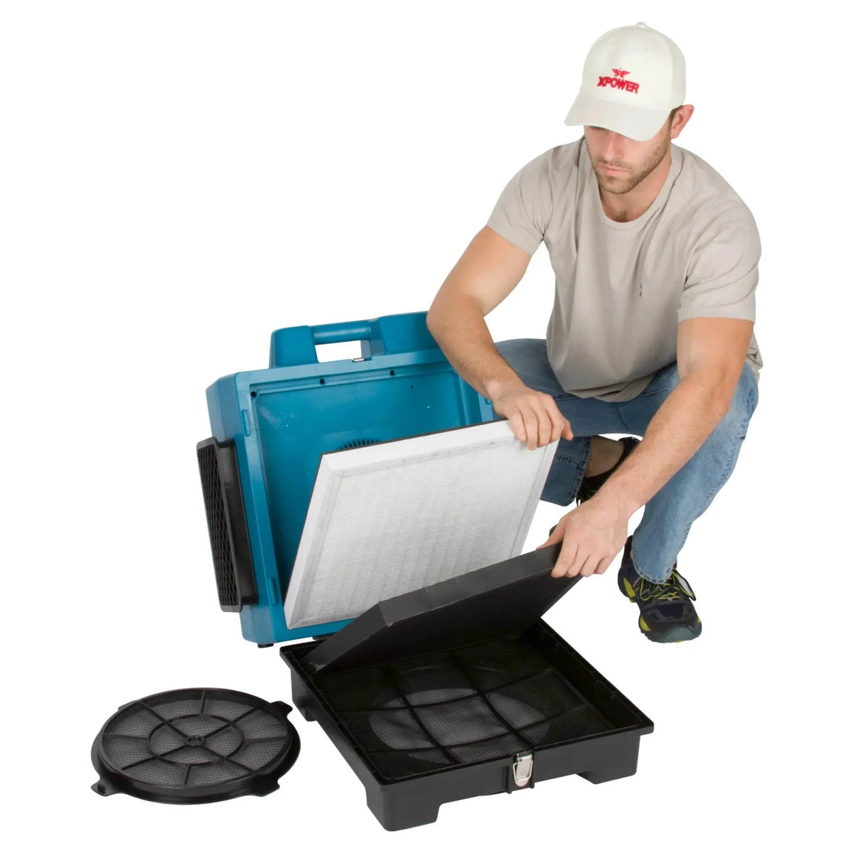 XPOWER mini HEPA air scrubber X-2580 - on the job