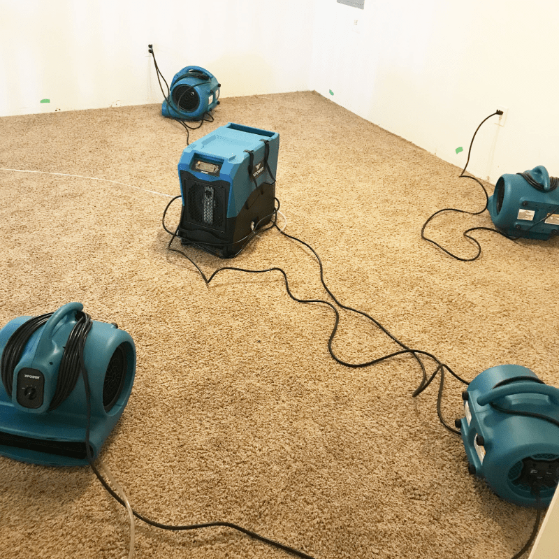 XPOWER LGR commercial dehumidifier XD-85L2 - blue, in use on a job site, view 3