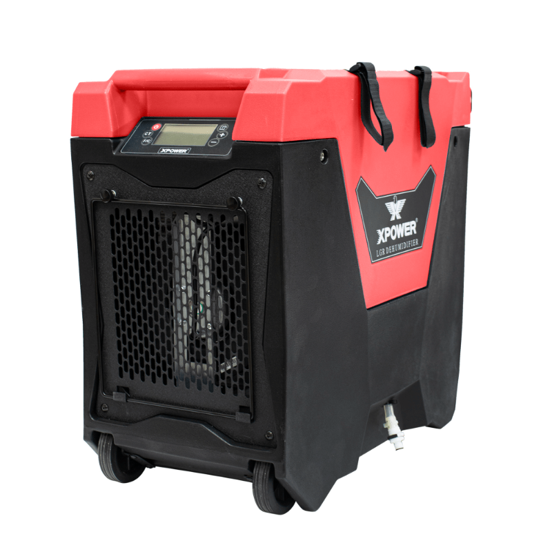 XPOWER LGR commercial dehumidifier XD-85L2 - red, right angle view