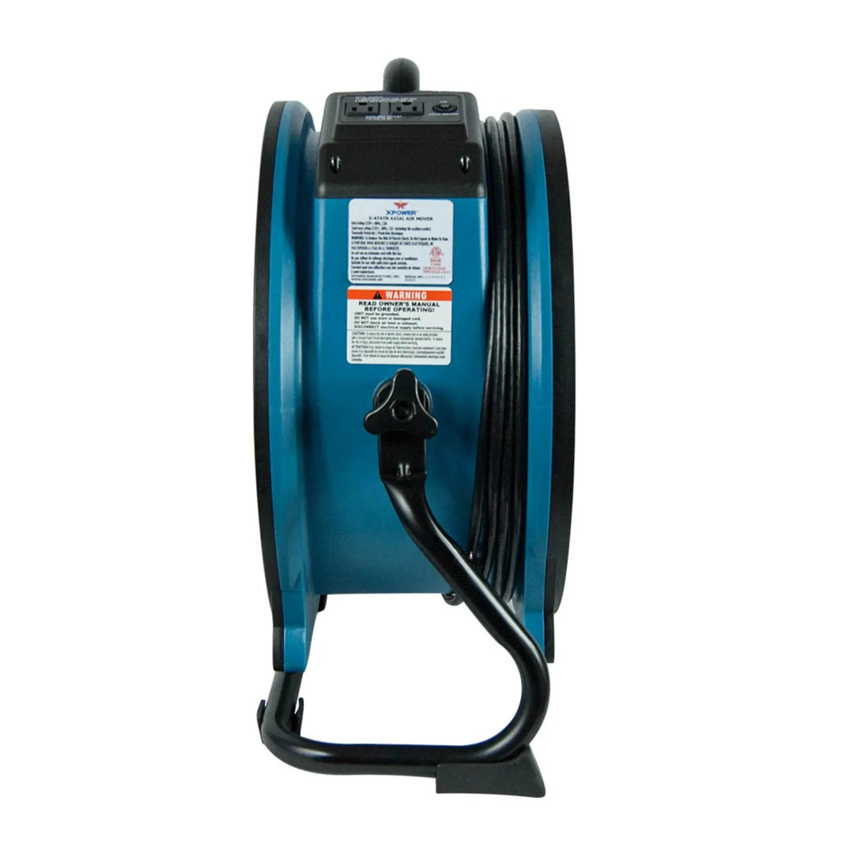 XPOWER sealed motor axial fan air mover X-47ATR - side view